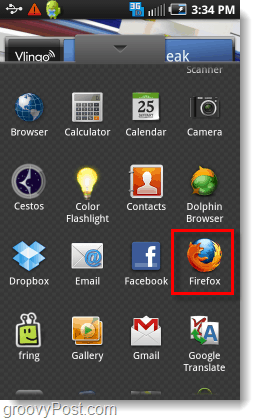 Firefox от чекмеджето на приложението