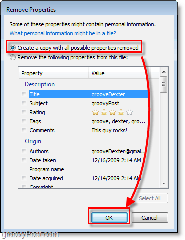 как да създадете копие с всички възможни свойства, премахнати в Windows 7