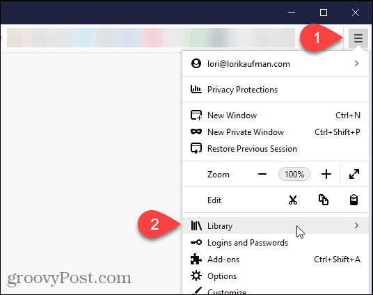 Изберете Библиотека във Firefox