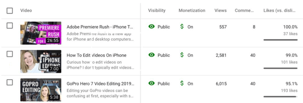Как да използвате видео поредица, за да разширите канала си в YouTube, опция в YouTube за преглед на данните за конкретен видеоклип