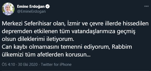 emine erdoğan споделяне на земетресения