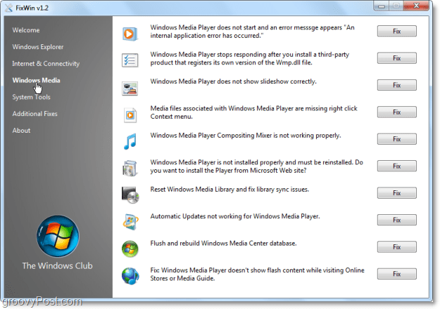 FixWin Windows Meda поправя екрана