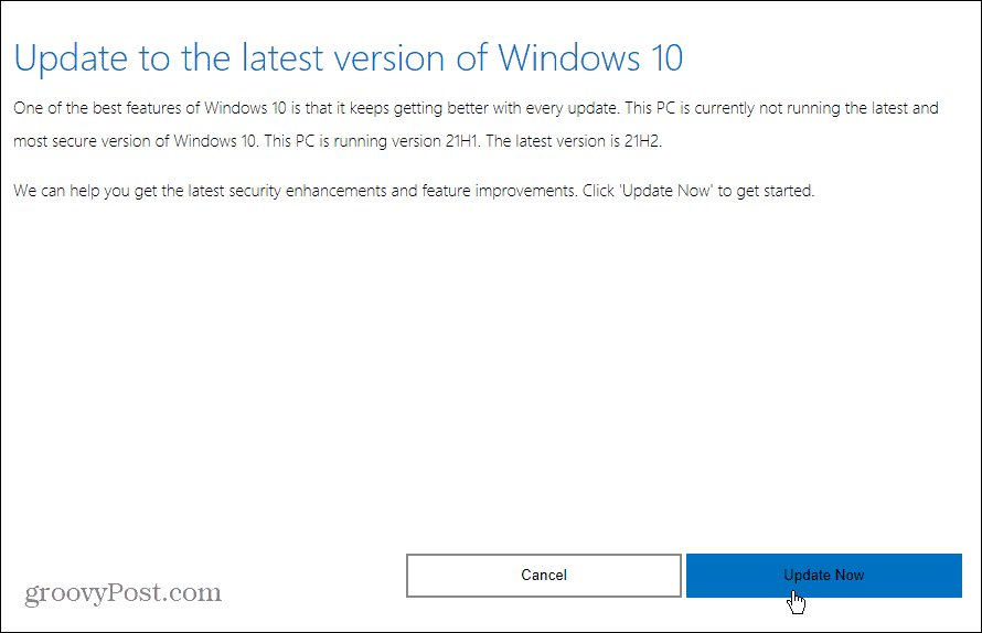 актуализирайте до най-новата версия на Windows 10