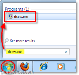 стартирайте dccw от менюто "Старт" в Windows 7