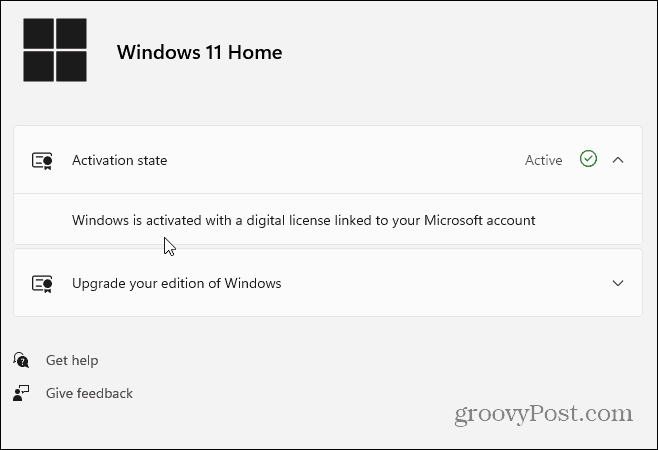 Състояние на активиране Windows 11