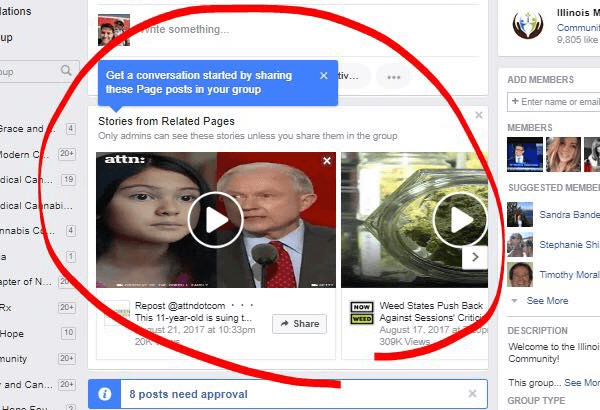 Изглежда, че Facebook сега предлага истории от свързани страници за публикуване в групи.