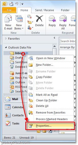 настройте функциите за автоматично архивиране за отделни папки на Outlook 2010