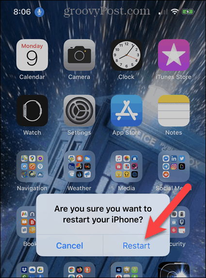 Потвърдете рестартиране на iPhone