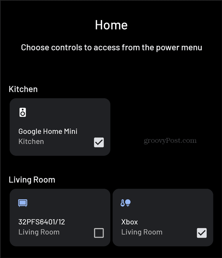 Контролите за Android Smart Home добавят меню