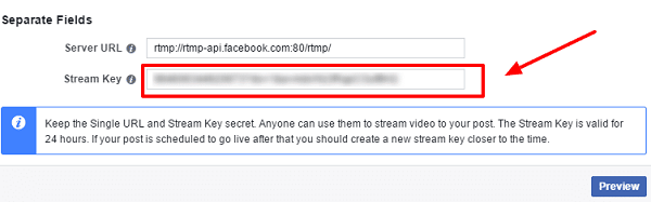 За да излъчвате чрез OBS Studio, трябва да отидете в Publishing Tools във Facebook, за да получите ключа за потока.