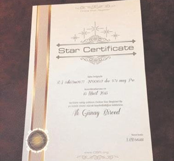 Сертификат със звезда