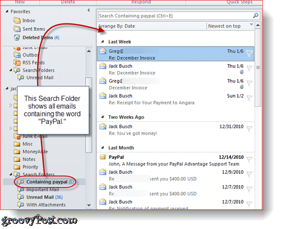 Как да създадете и използвате папки за търсене в Outlook 2010
