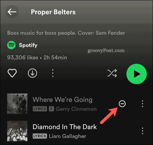 Показване на песен от Spotify
