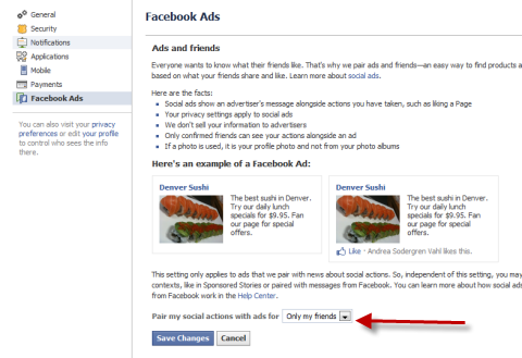 настройки за реклами във facebook