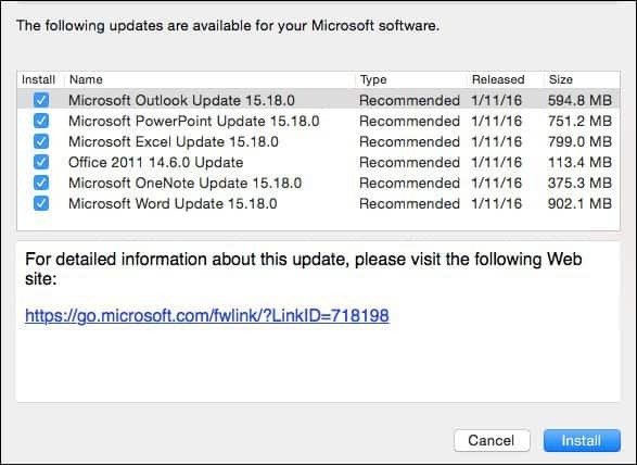 Microsoft Office 2016 за Mac: Актуализация за януари KB3133711