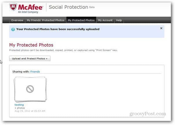 mcaffee защитени албуми за социална защита