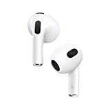 Безжични слушалки Apple AirPods (3-то поколение) с кутия за зареждане MagSafe. Пространствено аудио, устойчиво на пот и вода, до 30 часа живот на батерията. Bluetooth слушалки за iPhone