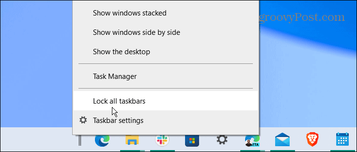 заключете всички ленти на задачите в центъра на лентата на задачите на Windows 10