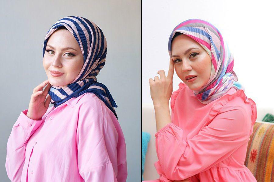 жени хиджаб плисирани шалове модели mooncorn