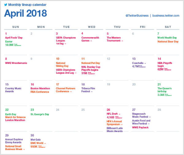 Месечен календар на Twitter