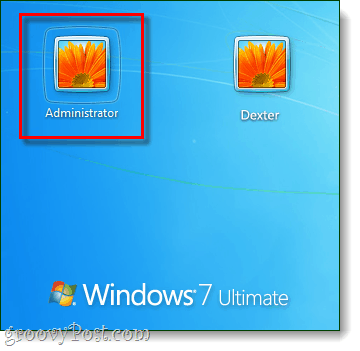 влезте в администраторския акаунт от Windows 7 