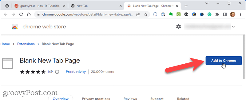 Добавяне на разширението Blank New Tab Page към Chrome