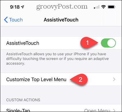 Активирайте AssistiveTouch и персонализирайте менюто от най-високо ниво в настройките на iPhone