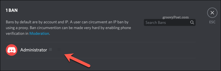 Премахване на забрана за потребител на Discord