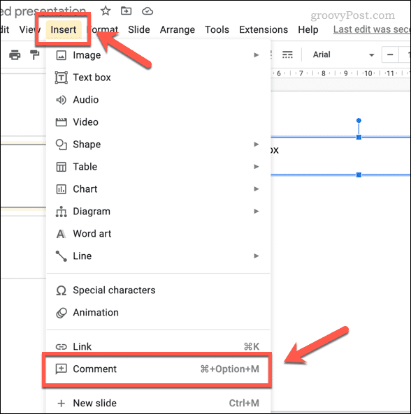 Вмъкване на коментар в Google Slides