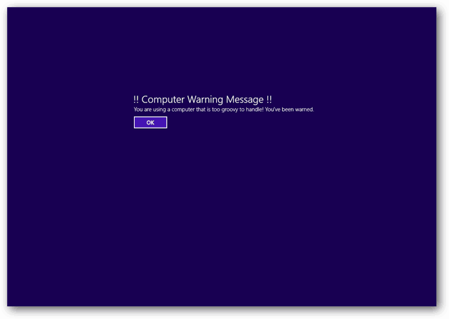 Windows 8 правно съобщение за стартиране на съобщение за стартиране на съобщение