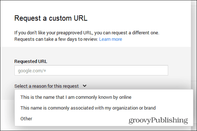 заявка за персонализиран URL адрес в google различна защо