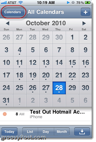 IPhone календар с Hotmail