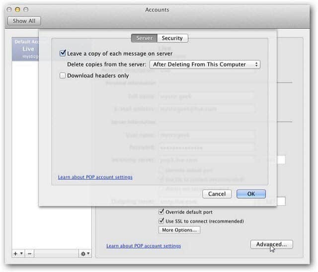 Outlook Mac 2011: Как да изтриете имейл акаунт