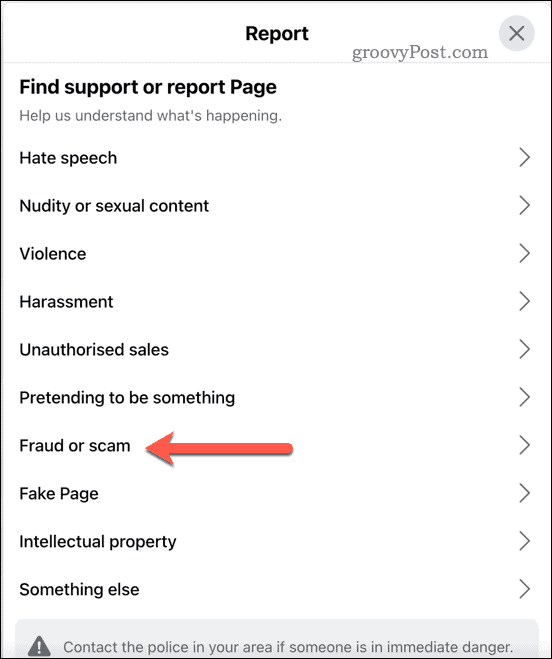 Опции за докладване във Facebook