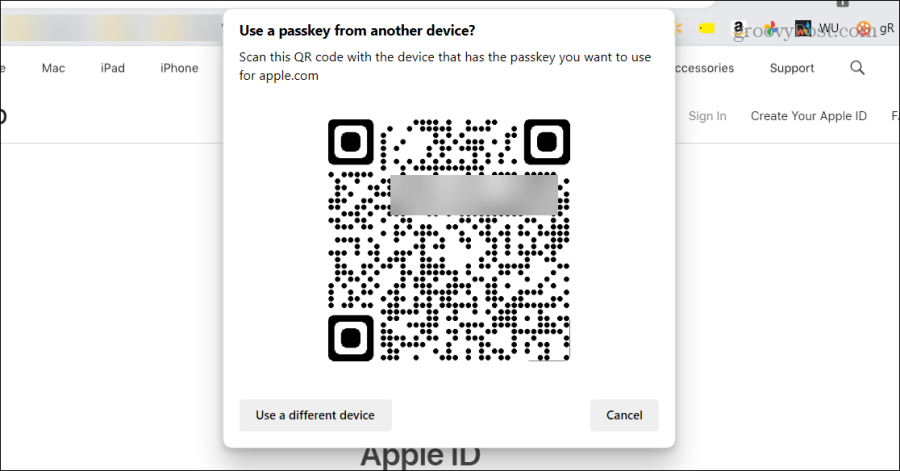 сканиране на qr код, пароли за акаунт в Apple
