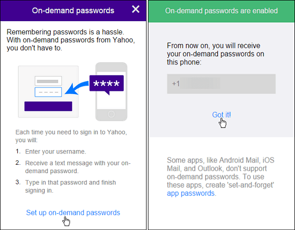 Yahoo при поискване пароли