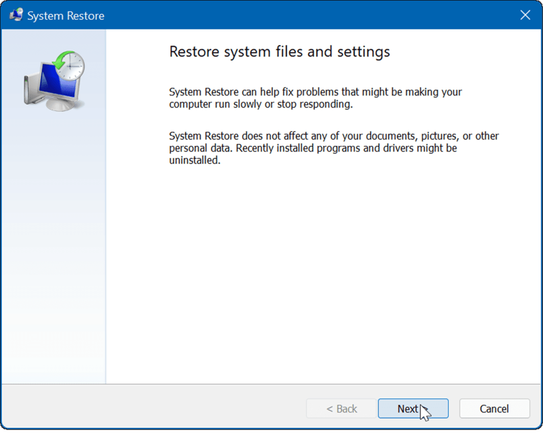 Създайте точка за възстановяване на Windows 11