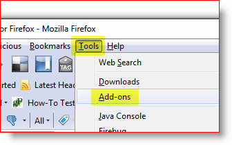 Отворете менюто за добавки на Firefox