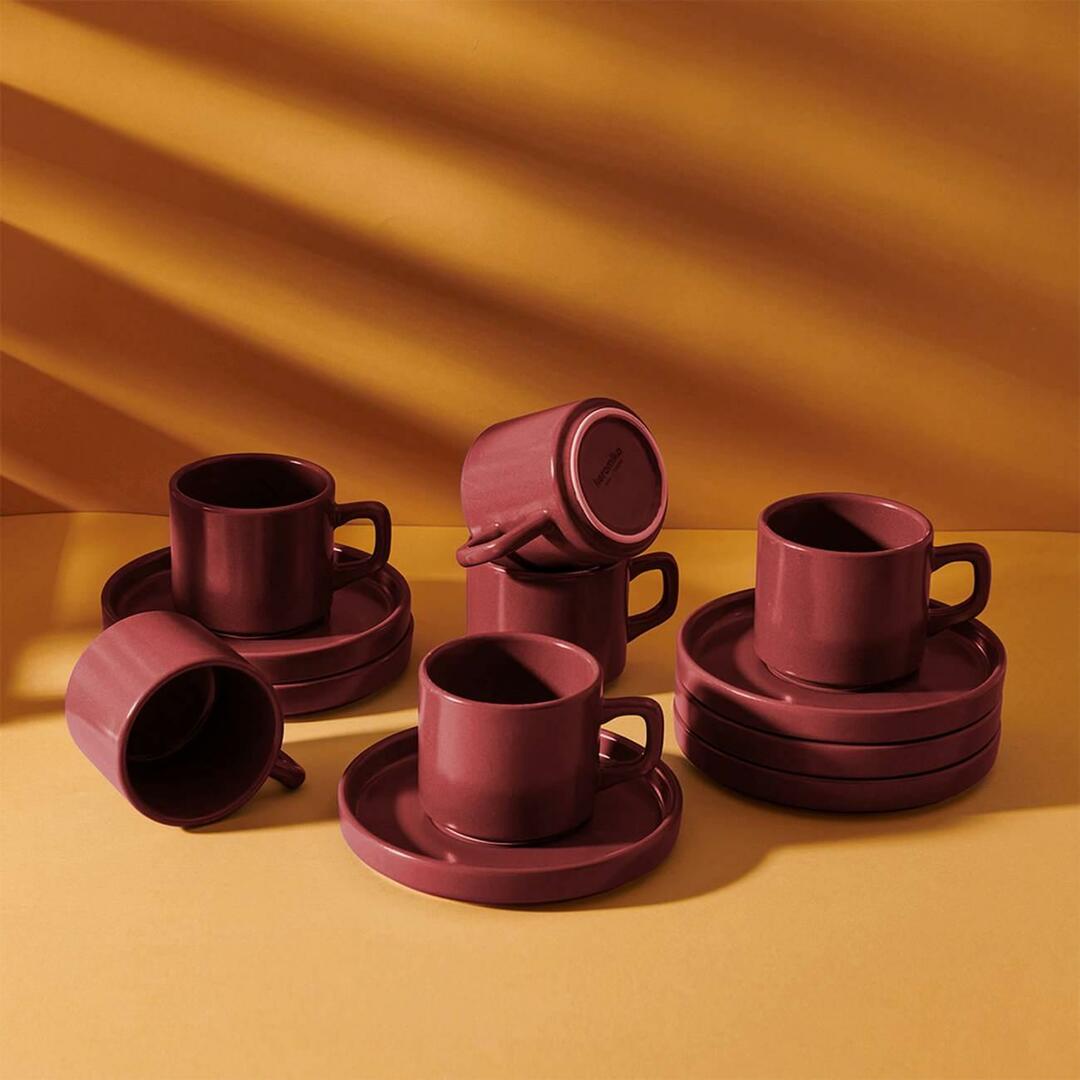 Комплект чаши за чай от 12 части Keramika, подреждащ се един върху друг