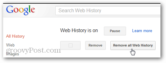 премахнете потвърждението на уеб историята от профила в Google