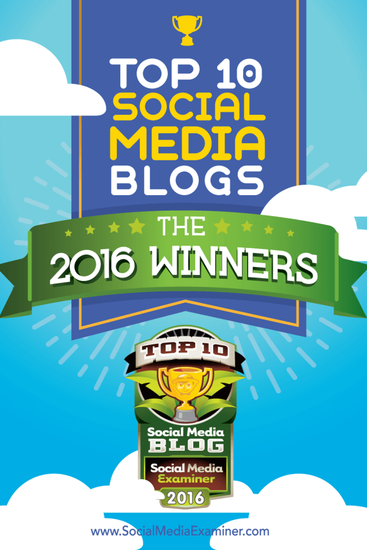 Десетте победители в блога на социалните медии за 2016 г.