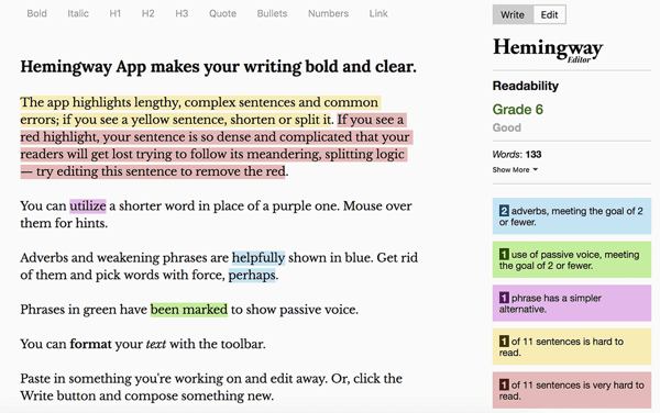 Как да пишете и структурирате по-дълги текстови спонсорирани от Facebook публикации, най-добри практики, приложението Hemingway