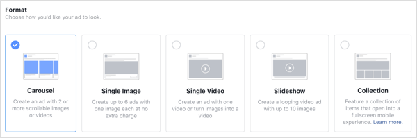 Опции за формат на реклами във Facebook