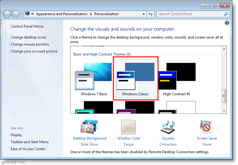 Windows 7 Променете темата на класическа
