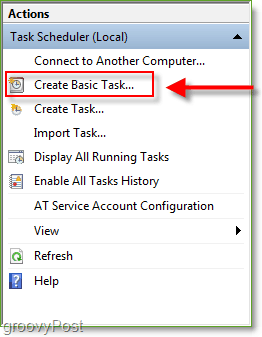 Снимка на екрана: Windows 7 Task Scheduler Създаване на основна задача