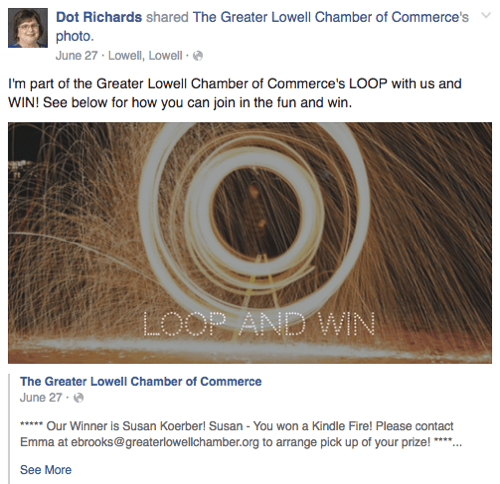 насърчаване на раздаването на facebook loop в профила
