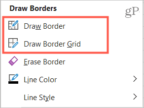 Опции за чертане на граници