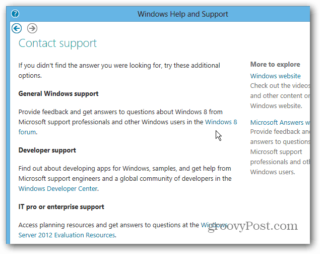 Свържете се с форумите за поддръжка на Windows 8