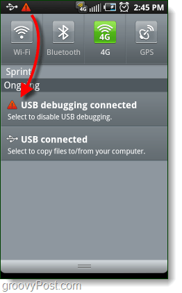 Android USB отстраняване на грешки за свързан сигнал