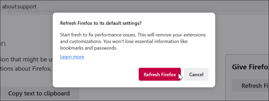 обновяване на съобщението за проверка на firefox
